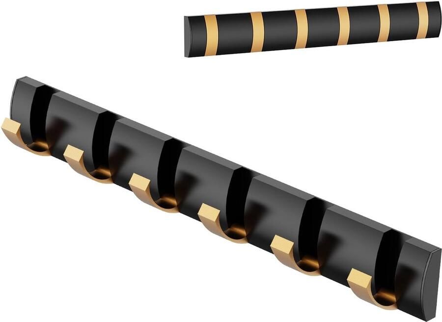 Inovra Stijlvolle Wandkapstok met Opvouwbare Metalen Haken en Gouden Accenten voor Ruimtes