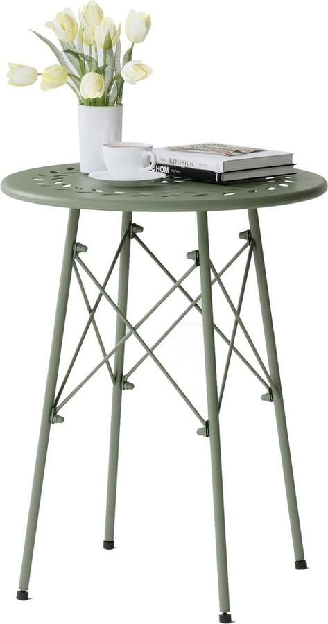 Inovra Stijlvolle Weerbestendige Ronde Bijzettafel voor Tuin en Balkon