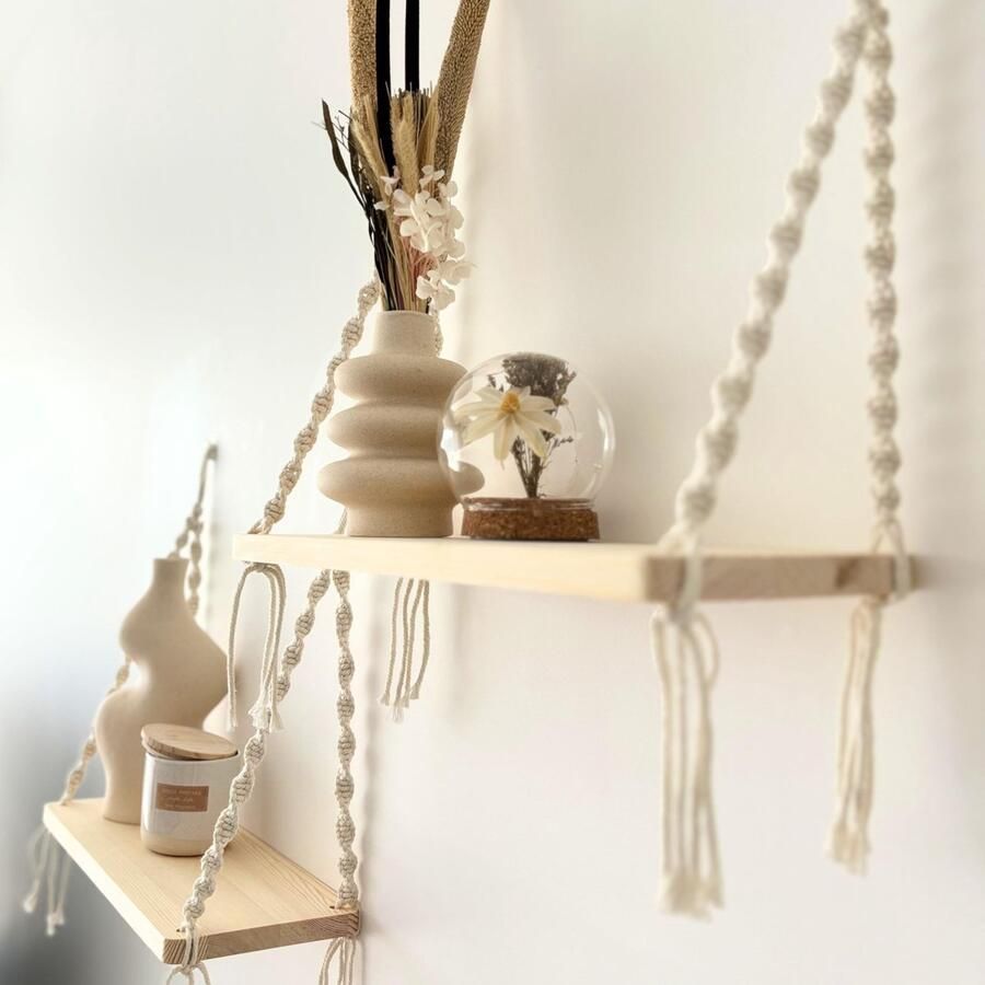 Inovra Stijlvolle Zweedse Houten Wandplanken voor Boho Interieur zonder Boren