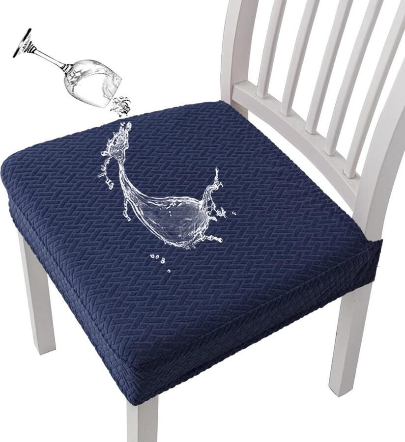 Inovra Stretchbare Waterdichte Stoelhoezen voor Eetkamerstoelen met Diamantpatroon in Jacquard Stof Set van 6