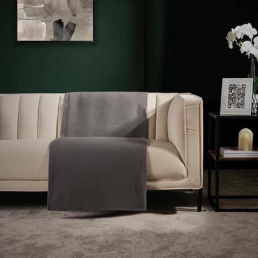 Inovra Super Zachte Luxe Fleece Plaid voor Bank Bed en Tuin Antraciet 120x150cm