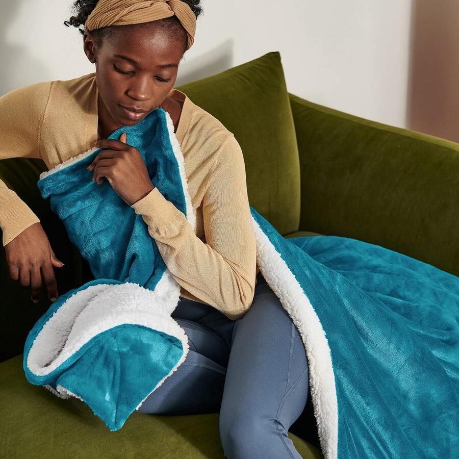 Inovra Superzachte Omkeerbare Deken voor Bank en Woonkamer van Sherpa en Fleece