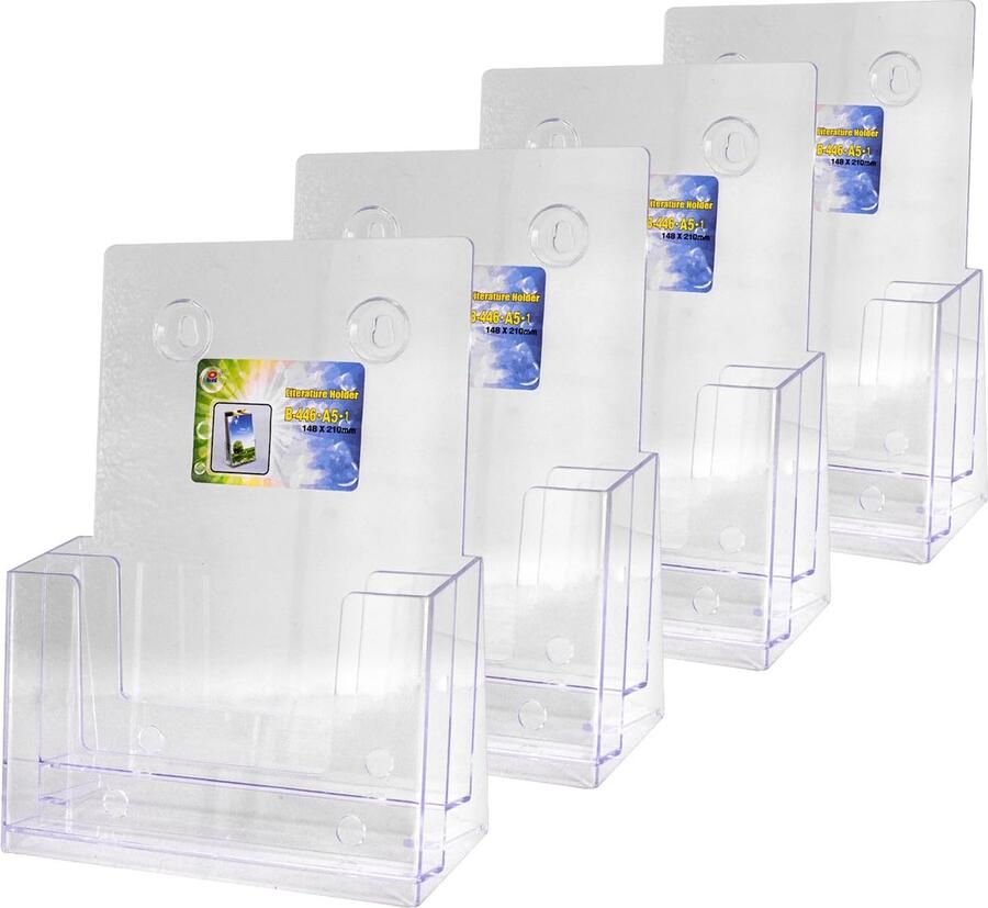 Inovra Transparante Wand- en Tafelhouder voor Brochures en Flyers met Meerdere Vakken A5 Formaat