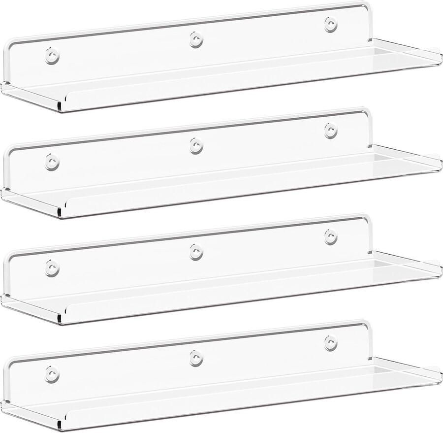 Inovra Transparante Wandplanken Set van 4 voor Ruimtes en Decoratieve Presentaties