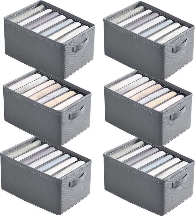 Inovra Uitgebreide Kledingkast Organisator Set van 6 met 7 Vakken en Opvouwbare Opslagdozen