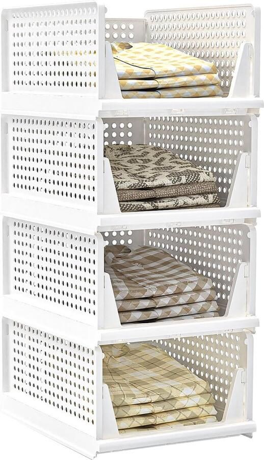 Inovra Uitgebreide Set van 4 Opvouwbare Opslagdozen voor Kleding en Huishoudelijke Artikelen