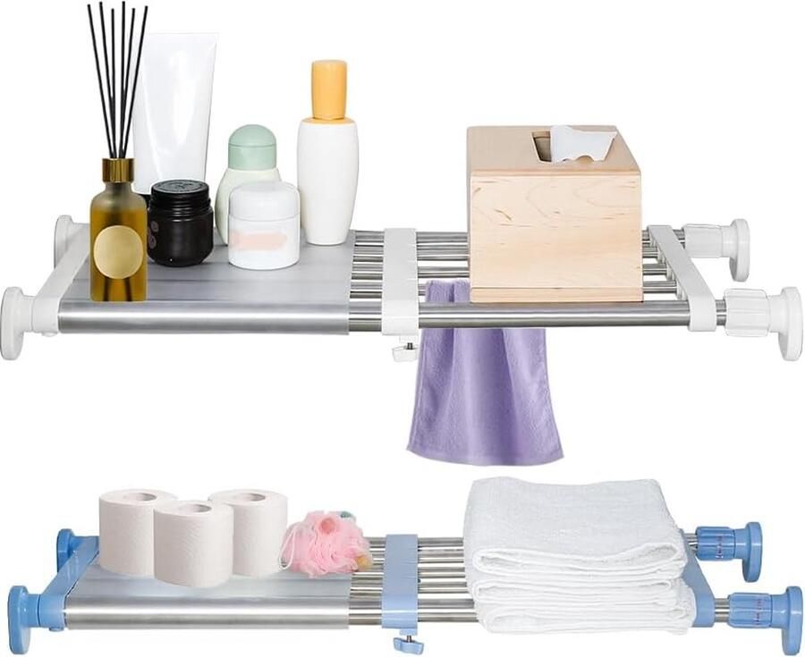 Inovra Uitschuifbaar Kastsysteem met Telescopische Opbergrek en Scheidingswand voor Kleding