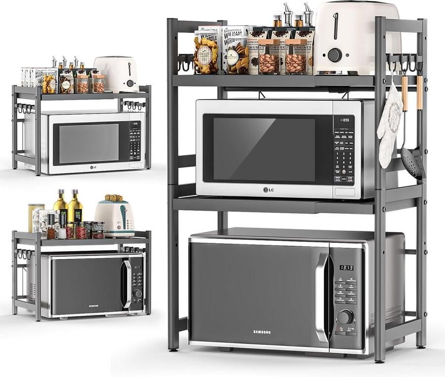 Inovra Uitschuifbaar Keukenrek met Verstelbare Hoogte en Brede Opslagmogelijkheden voor Apparaten