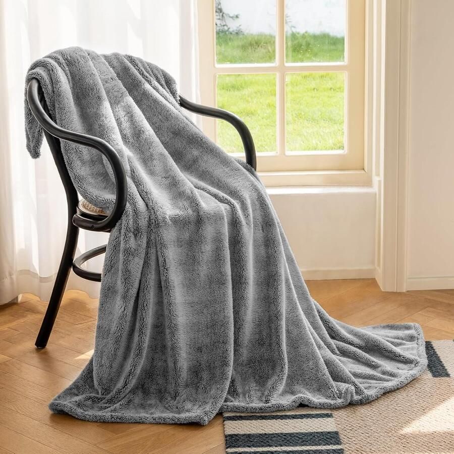 Inovra Ultra Zachte en Warme Flanellen Deken voor Bank en Bed Grijs 130 x 150 cm