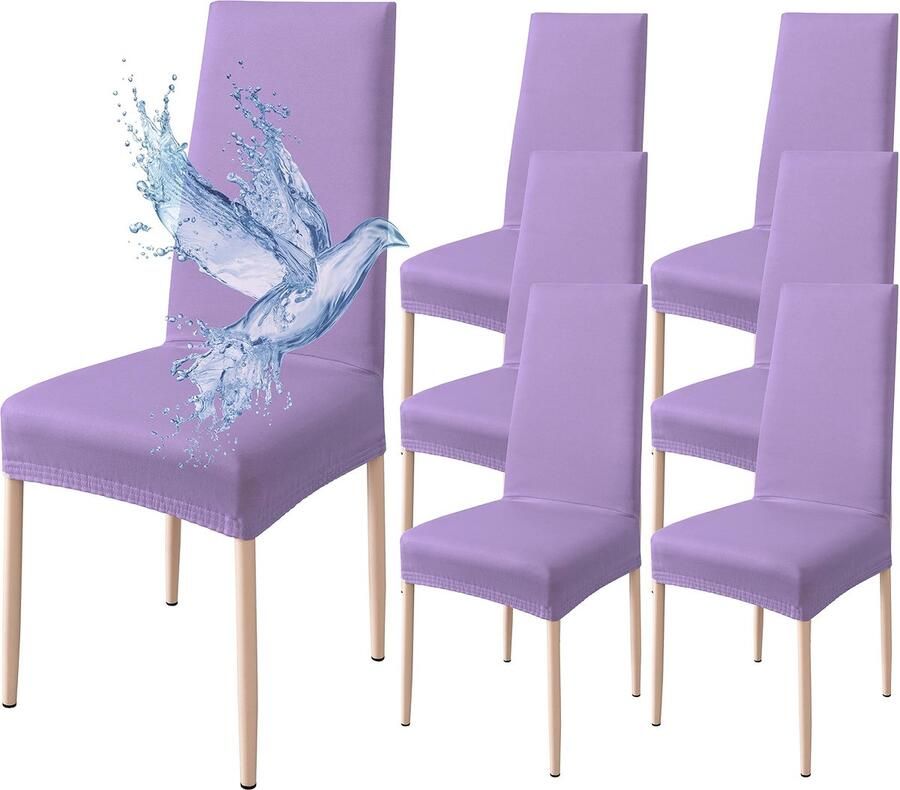 Inovra Universele Set Van 6 Zachte En Comfortabele Stoelhoezen Voor Verschillende Gelegenheden In Lila