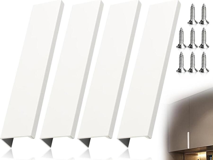 Titel: 4 stuks verborgen kastgrepen onzichtbare deurgrepen witte keukengrepen (120 mm)