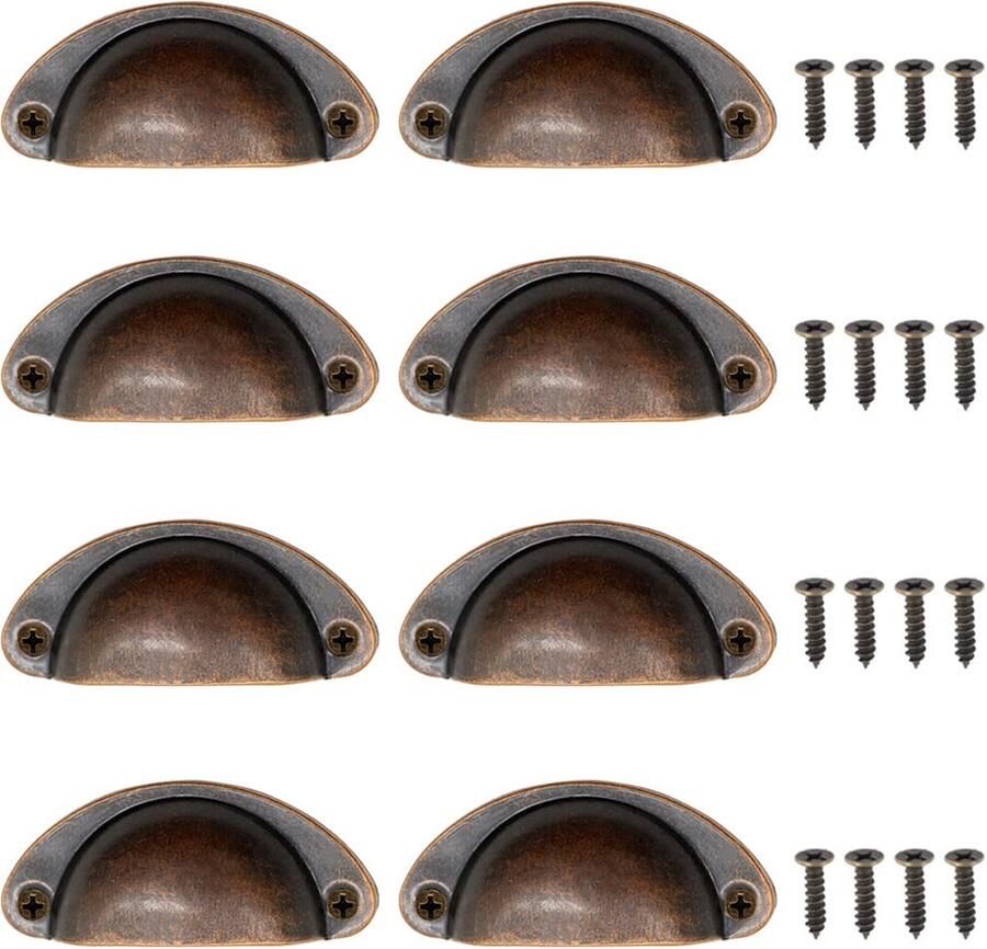 Inovra Vintage Halvemaanvormige Handgrepen voor Meubels en Deuren Set van 8 Stuks