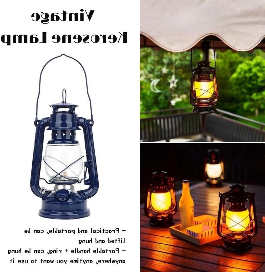 Inovra Vintage olielamp kerosine lamp stormlantaarn ijzeren decoratie huis verzamelaar (blauw)