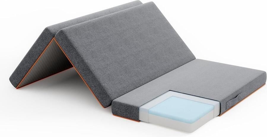 Inovra Vouwbare Drie-delige Gel Schuim Matras voor Reizen Kamperen en Logeerbedden met Wasbare Hoes
