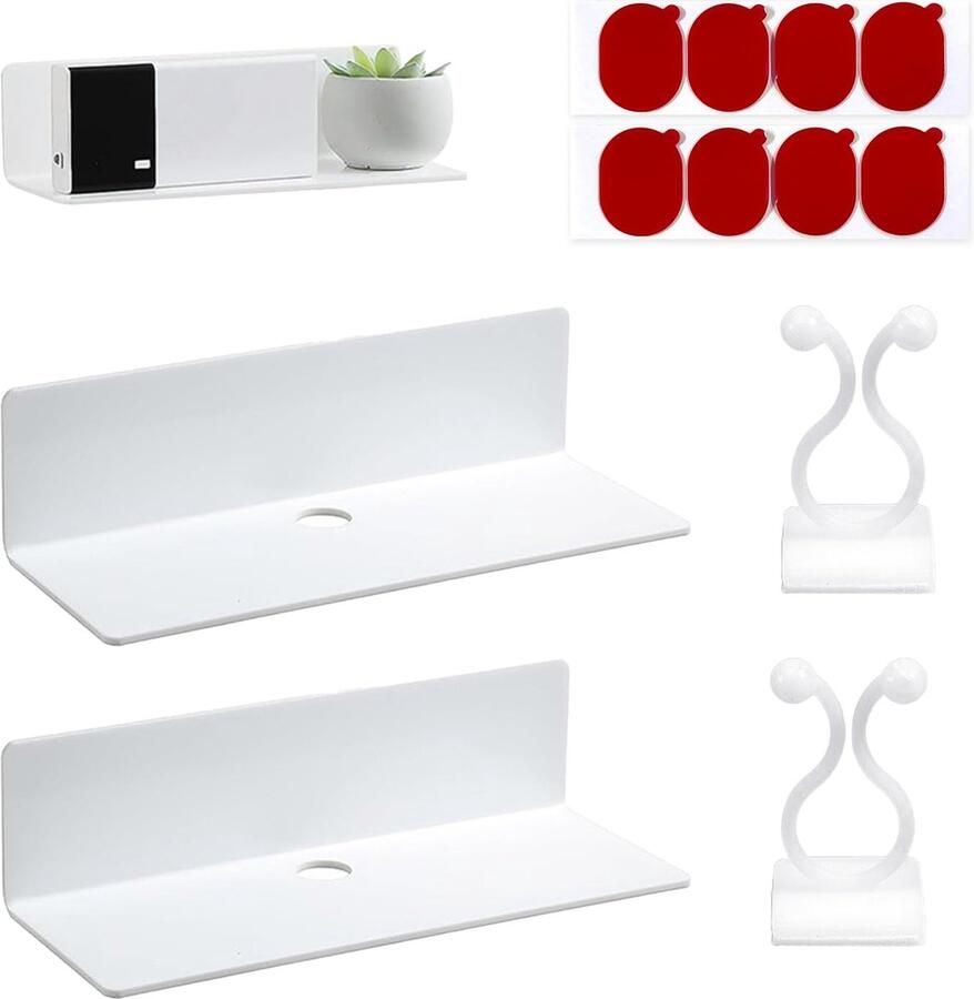 Inovra Wandhouder Met Zwevende Planken En Zelfklevende Haken Voor Opbergoplossingen