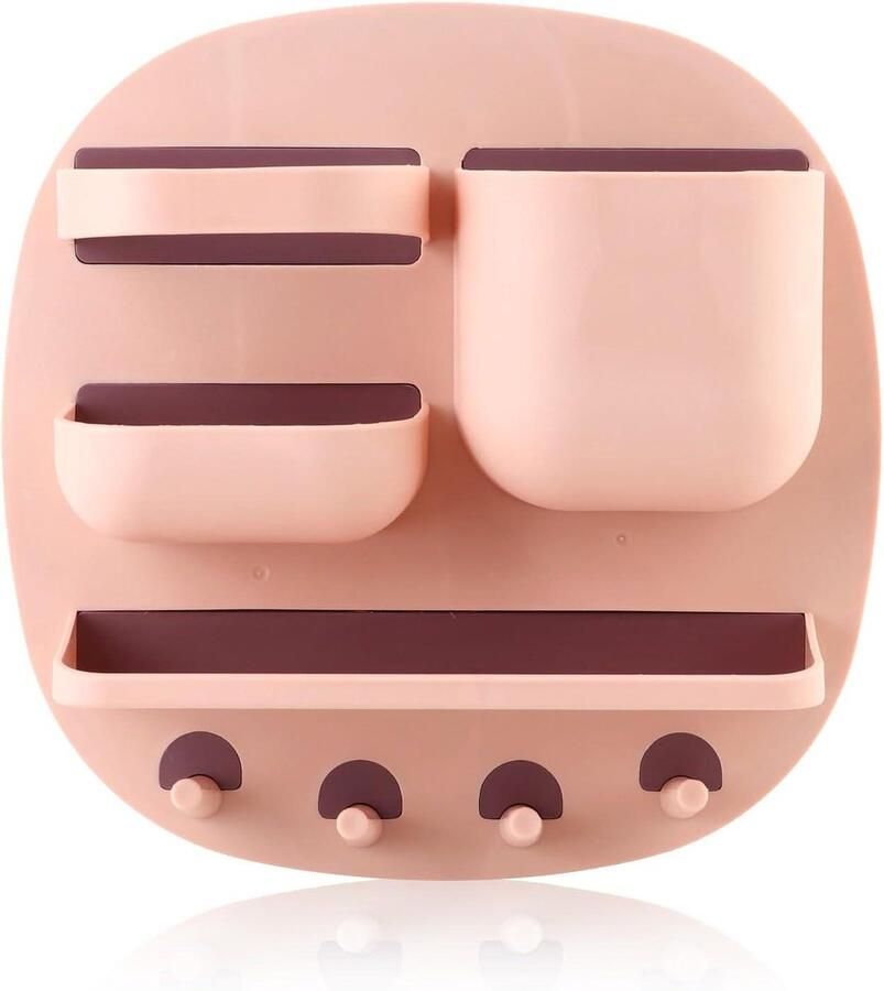 Inovra Wandplank Accessoires Organizer Zelfklevende Bedside Organizer voor Oortelefoon Mobiele Telefoon Naast Bed & Tafel Studentenkamer (roze) . Wandrek