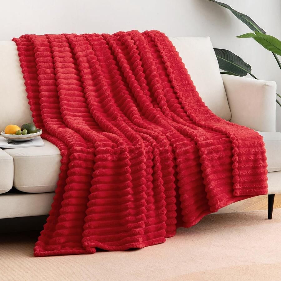 Inovra Warme en Zachte Microfleece Deken voor Bank Bed en Kantoor 125 x 150 cm Rood