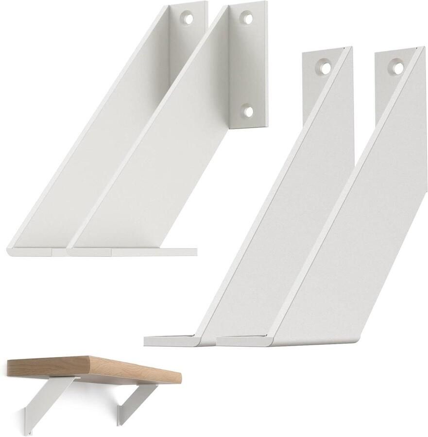 Inovra Wit metalen hoekrek voor zware belasting Roestvrij wandrek van smeedijzer 15 cm Set van 4 stuks