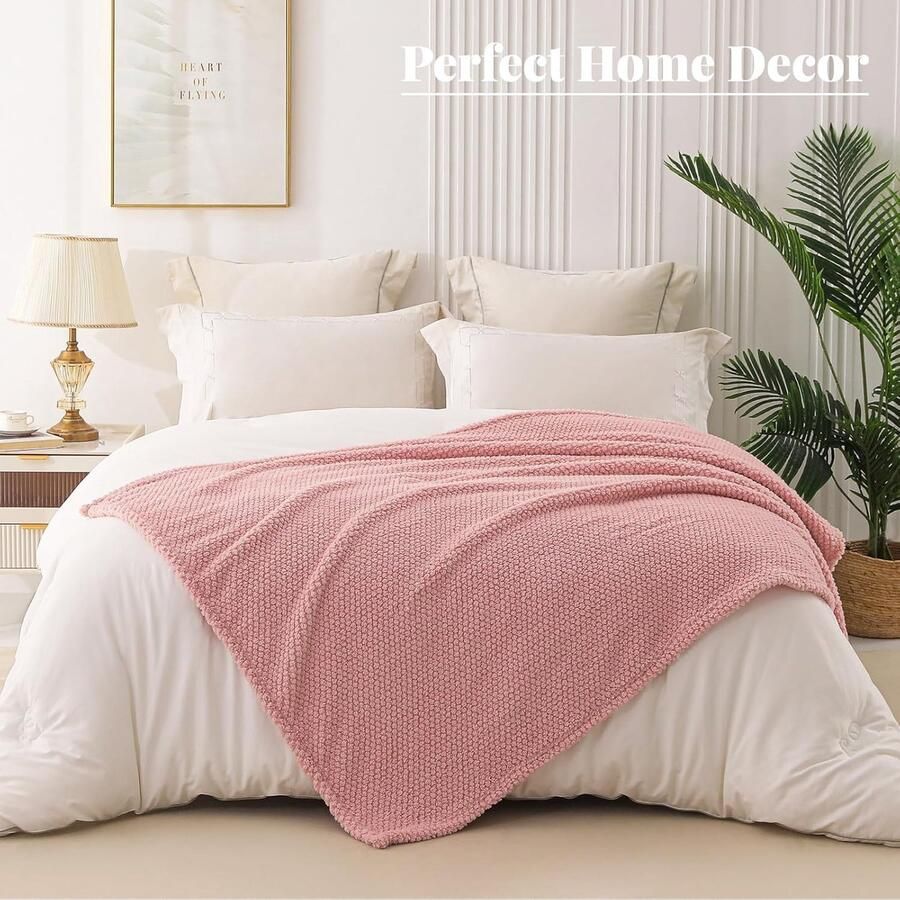 Inovra Zachte en Warme Flanellen Deken voor Bank Bed of Stoel 150 x 200 cm Roze