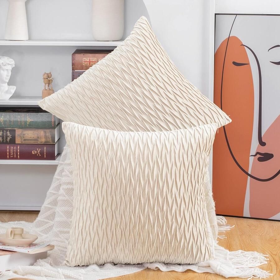 Inovra Zachte pluche fluwelen decoratieve luxe stijl kussenhoezen voor bank slaapkamer set van 2