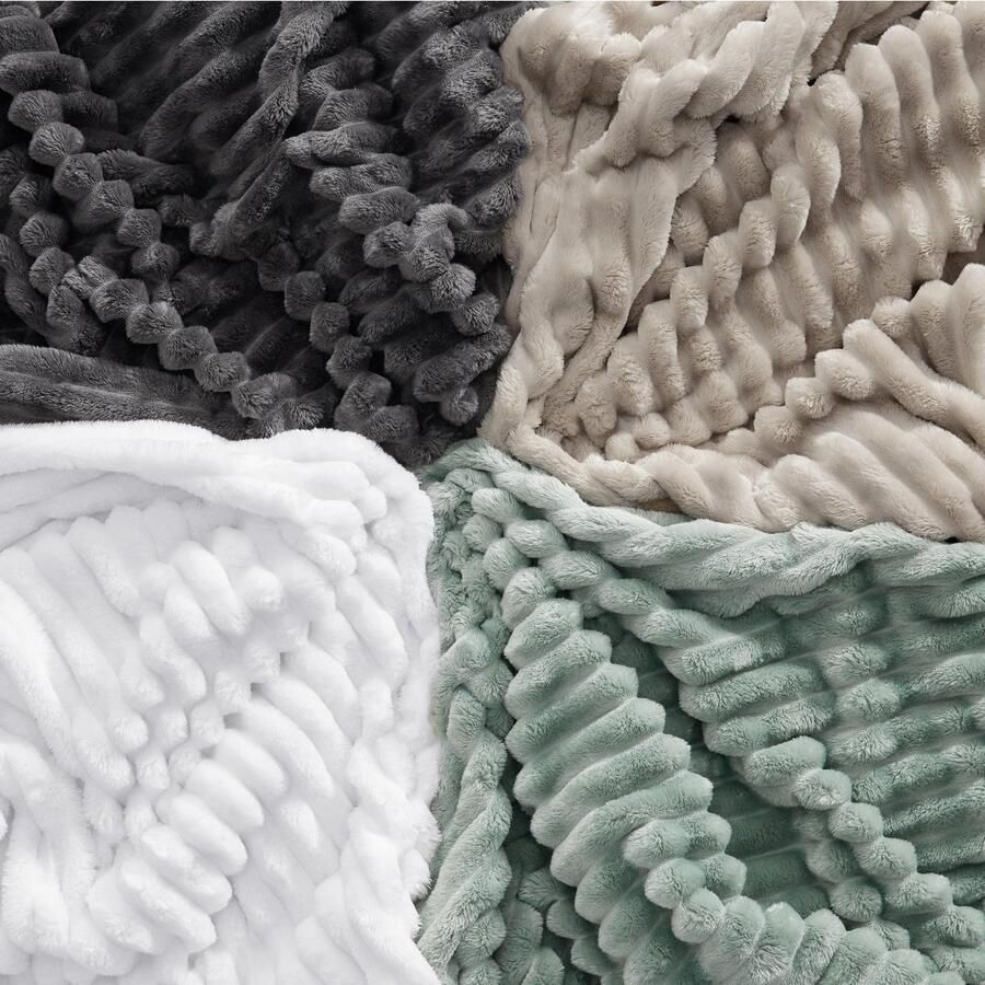 Inovra Zeer Zachte en Warme Fleece Plaid voor Bed en Bank Witte 150 x 200 cm Deken