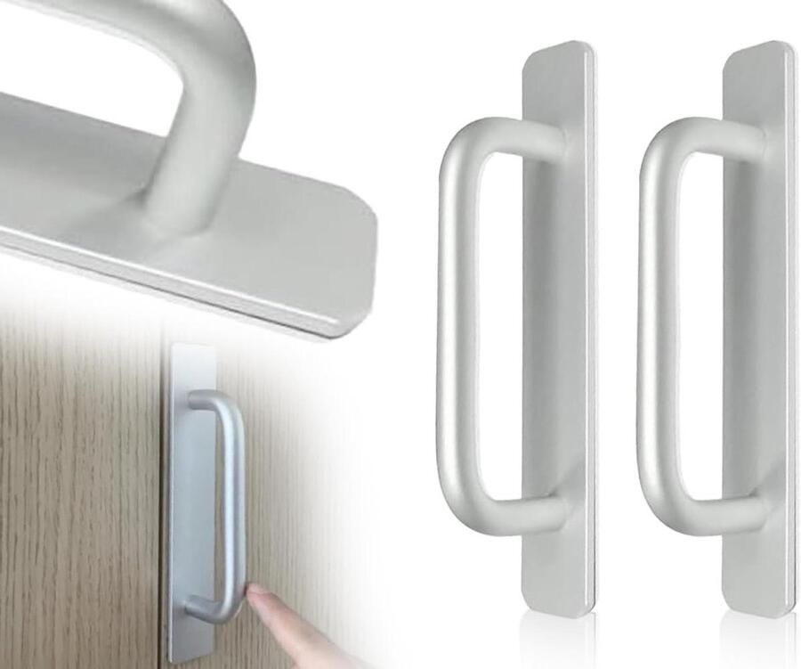 Allecto Plus Zelfklevende meubelgrepen 2 stuks voor buiten Aluminiumlegering Keukengrepen Meubelgrepen 150 mm Zilver Balkondeurgreep