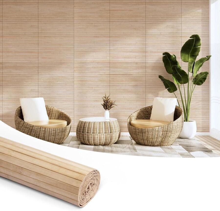 Inovra Plus Natuurlijke bamboe wandpaneel voor interieur wanddecoratie en hernieuwbare muurbekleding Houten wandpanelen voor muur plafond meubels kast en kantoor 305 x 226 cm verkoold
