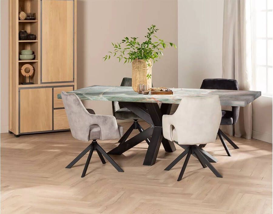 Inrichting op maat Green Fantasy Kwartsiet Natuursteen- Rechthoekig Onderstel Metaal 75cm hoog 200x90