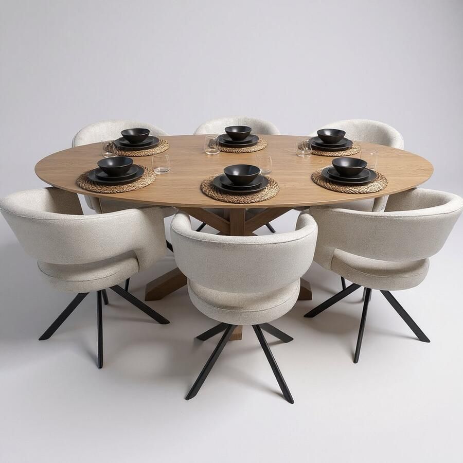 Inrichting op maat Tafel Ovaal Eikenhout Matrix Hout Cinnamon