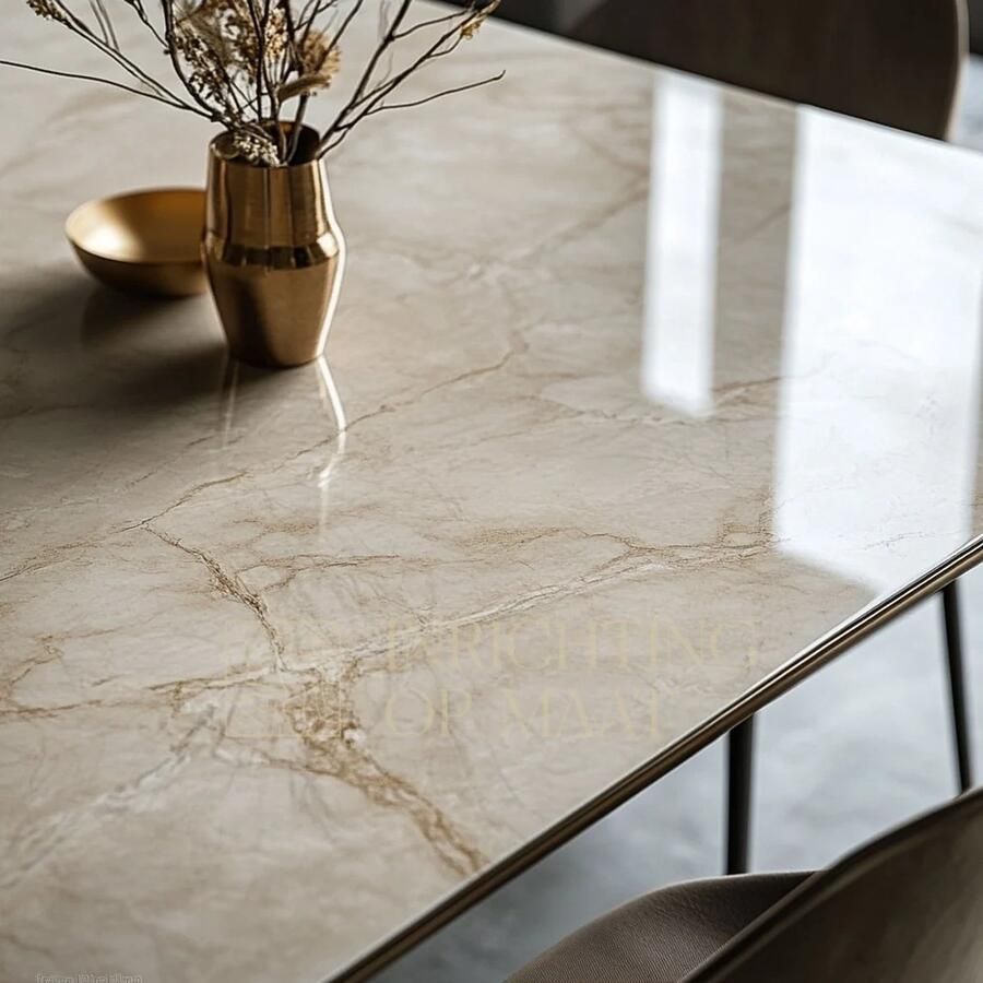Inrichting op maat Taj Mahal Eetkamertafel Rechthoekig premium kwartsiet tafel design natuurstenen tafel marmer exclusieve tafel 190x95