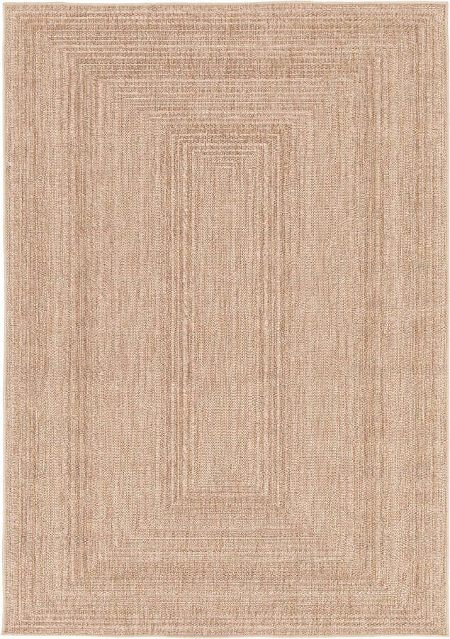 Inspire Rechthoekig tapijt FUJIN Beige Gevlochten 8 mm x B.160 cm x L.230 cm Polypropyleen 1850g m² Buitentapijt Tapijt voor binnen en buiten Balkontapijt Tapijt woonkamer