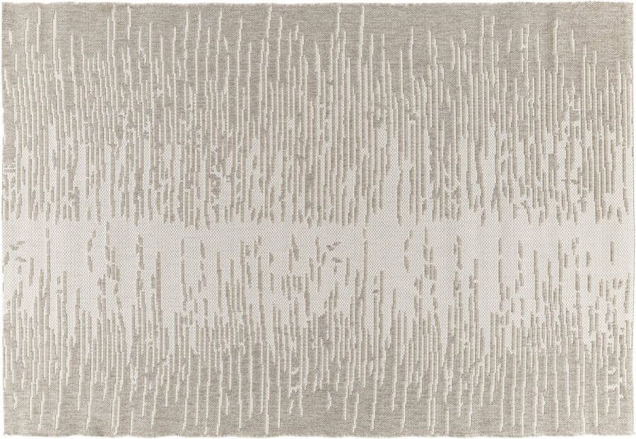 Inspire Rechthoekig tapijt KELYA beige etnisch patroon met strepen tapijt voor binnen en buiten tapijt voor buiten tapijt woonkamer polypropyleen 1500g m² 7mm x B120cm x L170cm