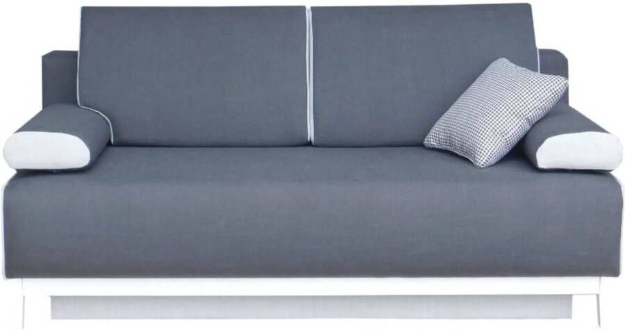 InspireME 3-Zitsbank met slaapfunctie en opbergruimte voor woonkame. 196x92x85 cm 196x140cm TINA (Grijs+Wit)