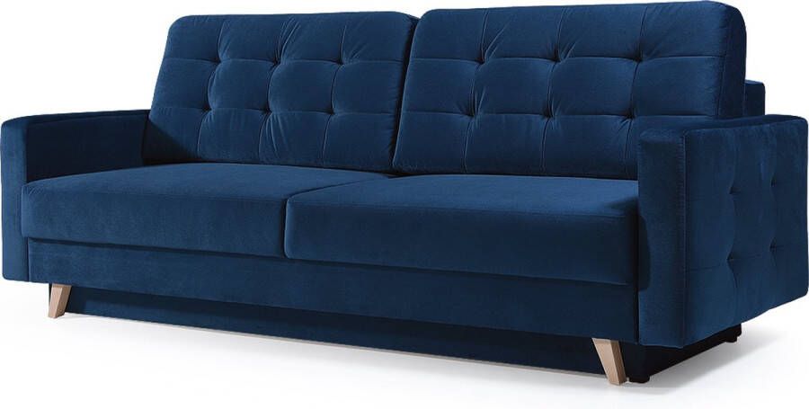 InspireME 3-zitsbank van Velvet voor woonkamer slaapbank sofa met slaapfunctie en opbergruimte moderne bank 3-zits 232x91x89 cm 200x142cm SAPHIR (Geel)
