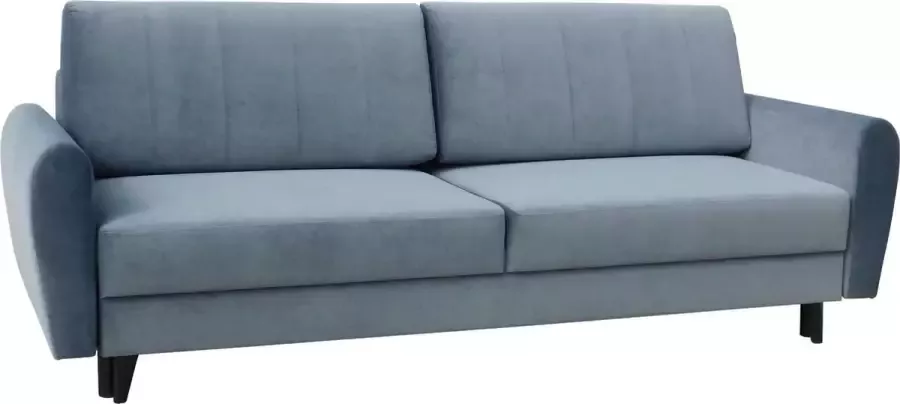 InspireME 3-zitsbank van voor woonkamer slaapbank sofa met slaapfunctie en opbergruimte moderne bank 226x95x90 cm 195x142cm -DEILA (Blauw Monolith 72)