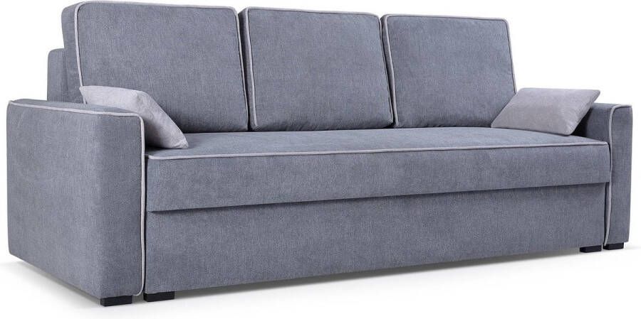 InspireME 3-zitsbank voor woonkamer slaapbank sofa met slaapfunctie en opbergruimte moderne bank 3-zits 230x88x92 cm 197x141cm FLOS (Grijs)
