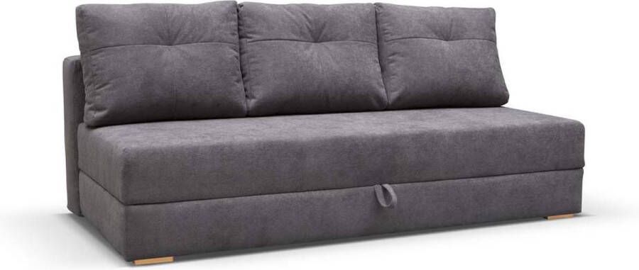 InspireME 3-zitsbank voor woonkamer slaapbank sofa met slaapfunctie en opbergruimte moderne bank 3-zits 203x99x92cm 203x146cm VARDO (Donkergrijs)