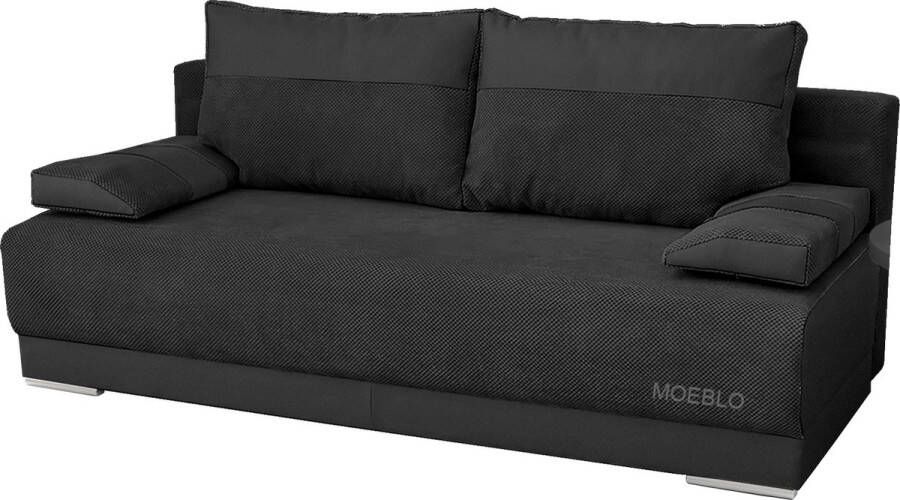 InspireME 3-zitsbank voor woonkamer slaapbank sofa met slaapfunctie en opbergruimte moderne bank 3-zits 206x96x84 cm 196x144cm YORK (Beige+Bruin)