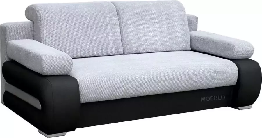 InspireME 3-zitsbank voor woonkamer slaapbank sofa met slaapfunctie en opbergruimte moderne bank 3-zits 196x92x85 cm 196x140cm NISA(Zwart)