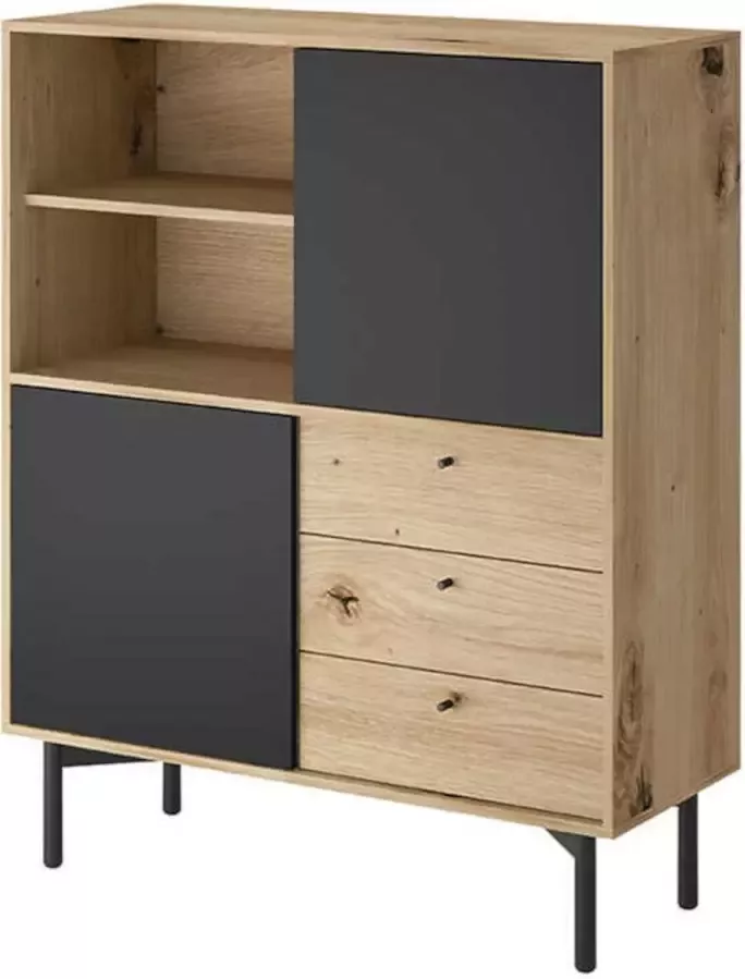 InspireME Boekenkast Moderne woonkamer meubelplanken vitrine boekenkasten (102 cmx41cmx126 cm) (BxDxH)NOBON NR102 Oak Artisan +Zwart