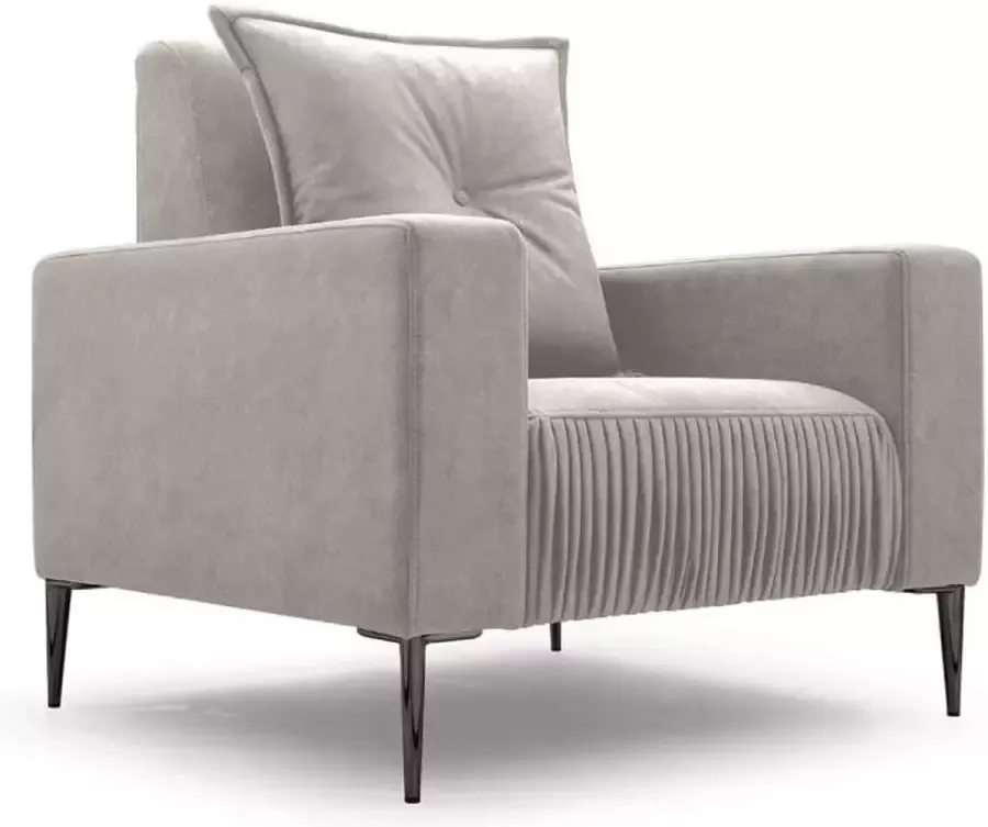 InspireME Chaise TV fauteuil voor slaapkamer woonkamer kantoor in Glamour Velvet Fabric met metalen poten 93x92x87cm RHINOCERIS (Beige)