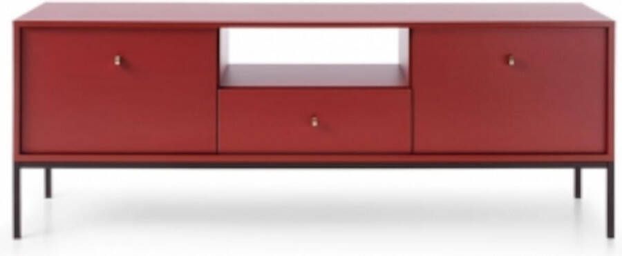 InspireME Commode- Ladekast RTV kast- voor de woonkamer moderne vorm en kleur 2 deuren + 1 laden (153 5 cm 39cm 56 2 cm) Rood- Bordeau MELODY IV