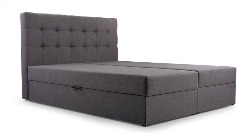InspireME Continentaal bed boxspringbed bed met bedkast Bonell-matras en topper tweepersoonsbed Boxspringbed 05 (Bruin Hugo 24 160x200 cm)