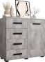 InspireME Dressoir Commode Moderne Ladenkast Kast ( Breedte 100 cm Hoogte 93 cm Diepte 40cm) Berg 100 Concrete+Zwart - Thumbnail 2