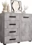 InspireME Dressoir Commode Moderne Ladenkast Kast ( Breedte 100 cm Hoogte 93 cm Diepte 40cm) Berg 100 Concrete+Zwart - Thumbnail 1