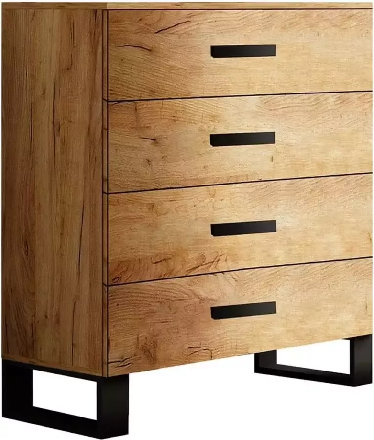 InspireME Dressoir Commode Moderne Ladenkast Kast ( Breedte 80 cm Hoogte 105 cm Diepte 40cm) Folt 80 Artisan Oak+Zwart