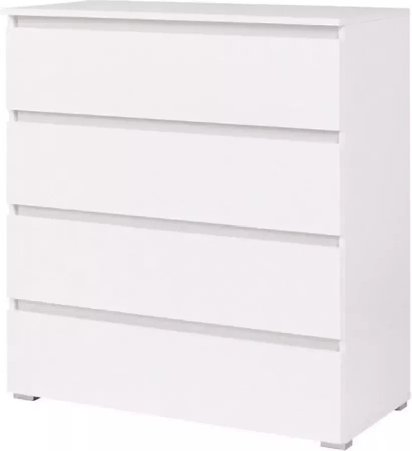 InspireME Dressoir met 4 lades Commode Kast -(BxDxH 92cm-41cm-97 cm) Moon 04 WIT