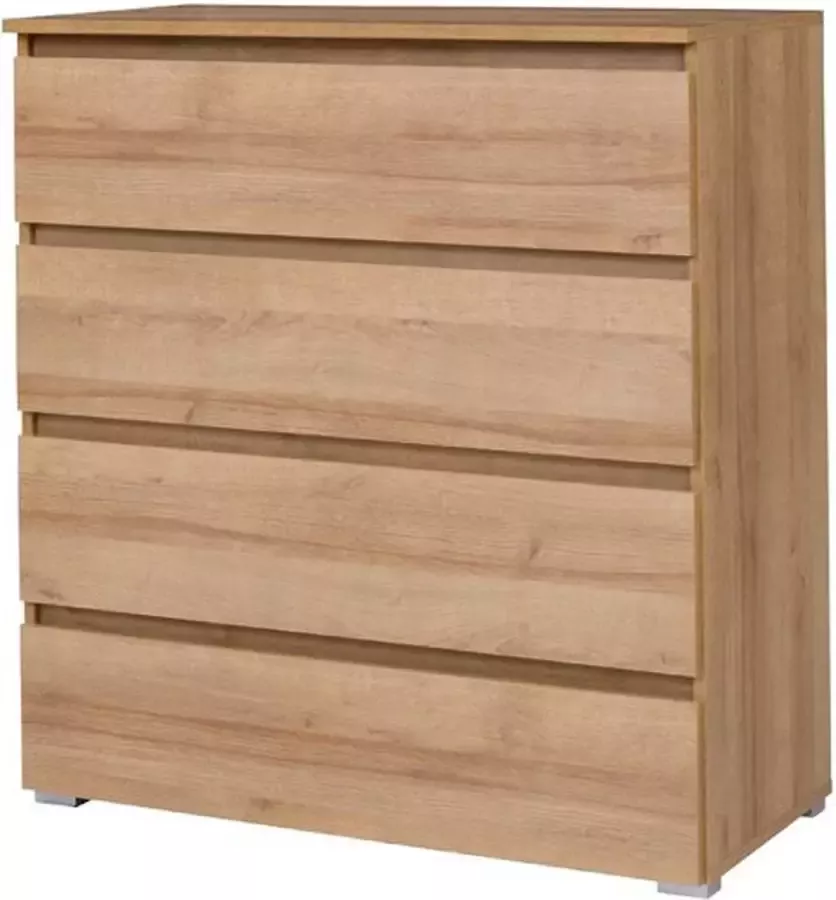 InspireME Dressoir met 4 lades Commode Kast (BxDxH 92cm-41cm-97cm) MOON M04 RIVIERA EIK