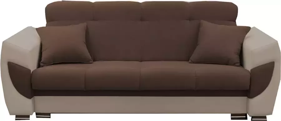 InspireME Elegante Amelia Sofa (Bruin Bahama 33+08) Innovatieve Stijl Sofa met Slaapfunctie Opbergruimte voor Beddengoed Slaapbank Inrichting Woonkamer Kamer Lounge Gastenkamer