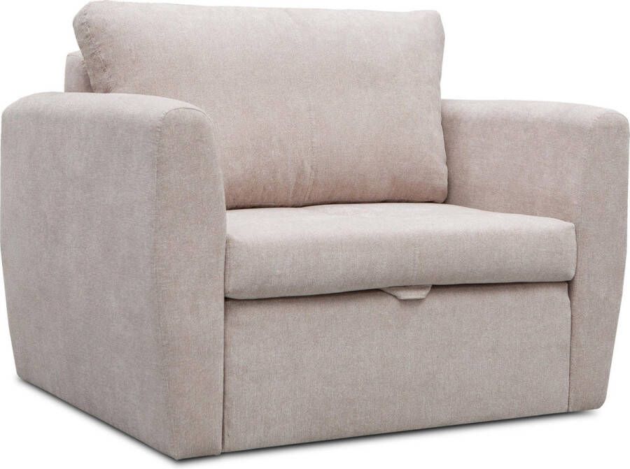 InspireME Fauteuil Met slaapfunctie Slaapbank Bank Armstoel Kinderbed 110x90x80 cm SARA 80 (Cappuccino)